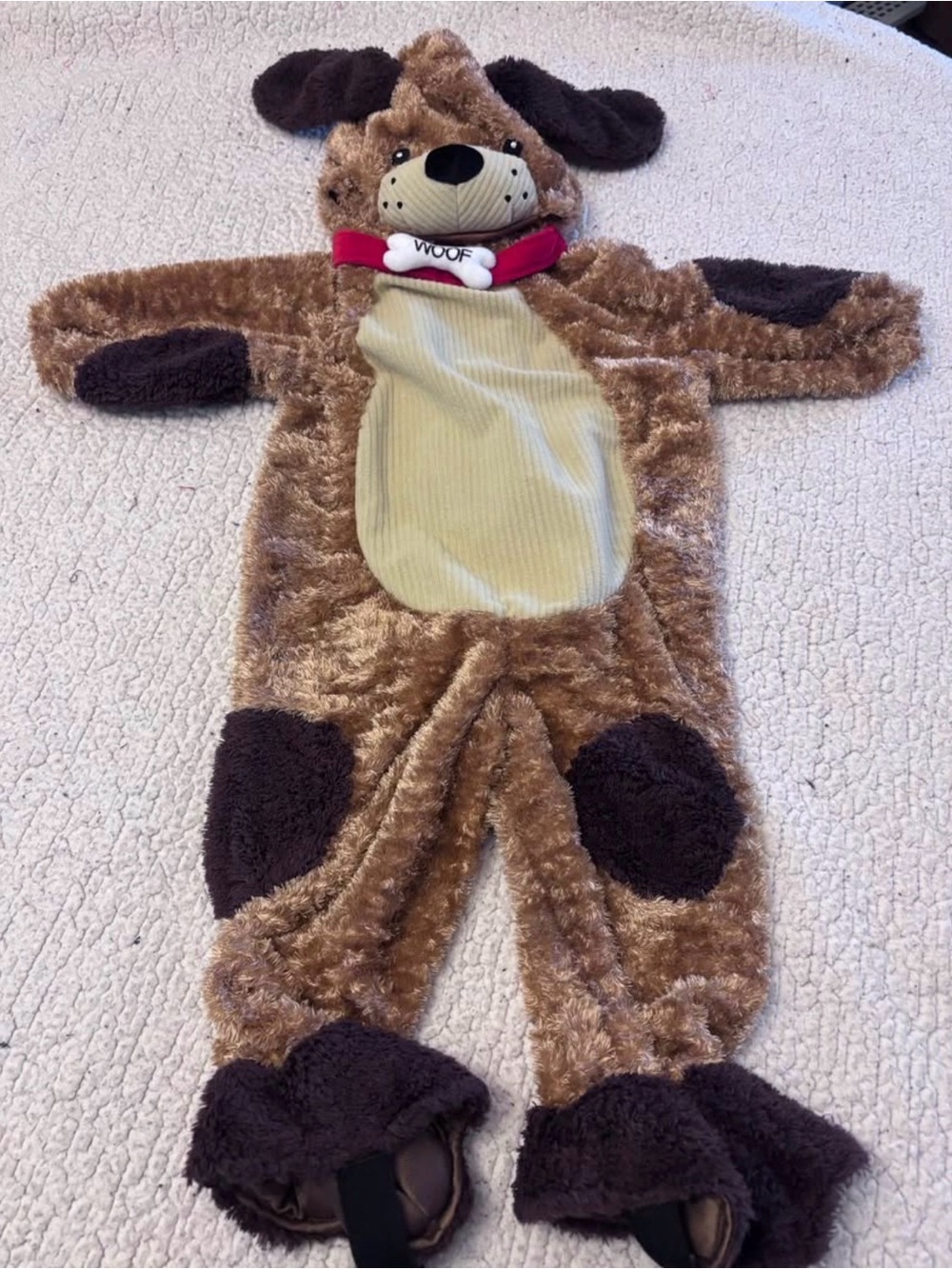 Kids Brown Puppy Dog Costume with Hood and Paw Details